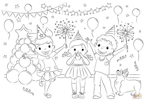 Dibujo de Celebración de Año Nuevo para colorear Dibujos para colorear imprimir gratis
