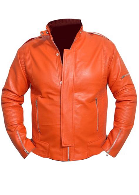 Orange Leather Jacket Jackets