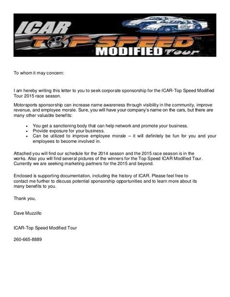 Sponsorship letter template free examples. Race Car Sponsorship Template It Resume Cover icar ...