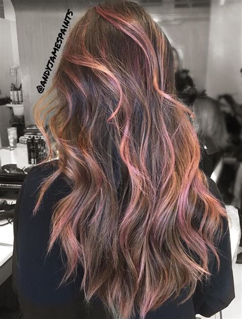 Black with baby pink streaks. 50 Light Brown Hair Color Ideas with Highlights and Lowlights