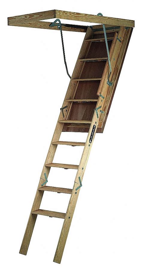 Fixed access ladders, heavy duty fixed steel ladders. LOUISVILLE Wood Attic Ladder, 7 ft to 8 ft 9 in Ceiling ...