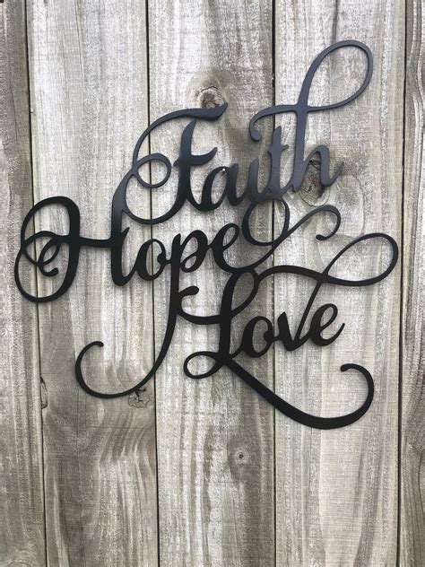 Faith Hope Love Word Art Metal Art Metal Wall Art Home Etsy