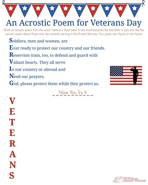 Veterans Day Acrostic Poem Middle School Writing Prompt