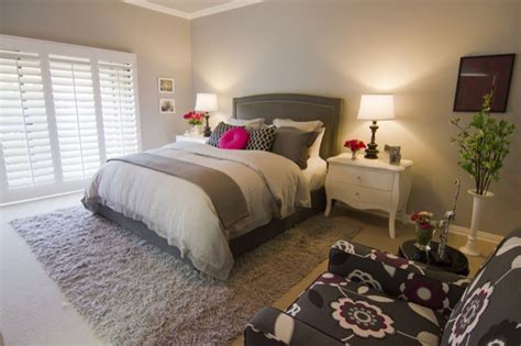 Not paying enough attention to their bedroom! Gray Headboard with Nailhead Trim - Transitional - bedroom ...