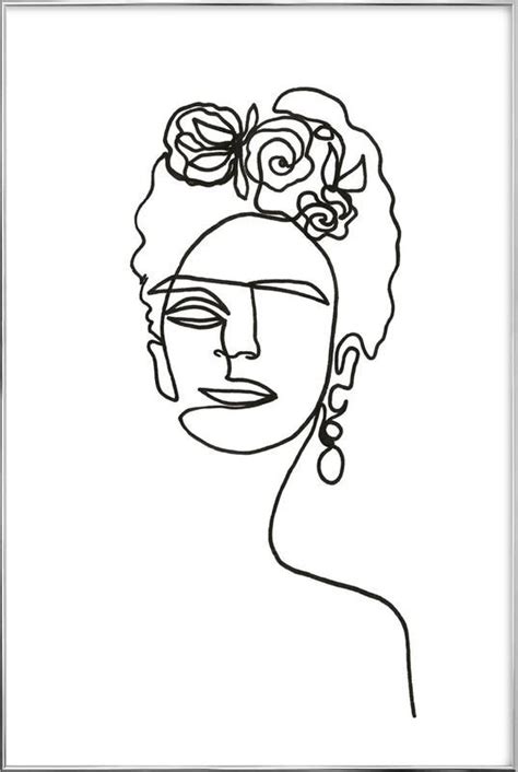 Maybe you would like to learn more about one of these? Frida Poster in Aluminium Frame | Line art drawings, Frida ...