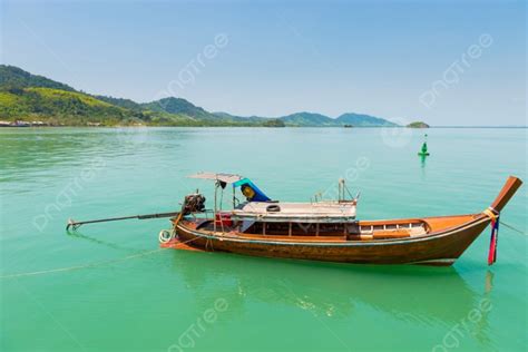 Traditional Thai Boat With Long Tail Sea Boat Landscape Photo
