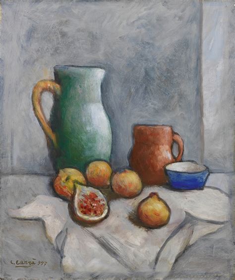 La carra è quella che ancheggia e volteggia sorridente ma sensuale in canzonissima, ma è anche quella che veste i panni di maga. Carlo Carrà : Natura morta con brocca (1957) - Olio su ...