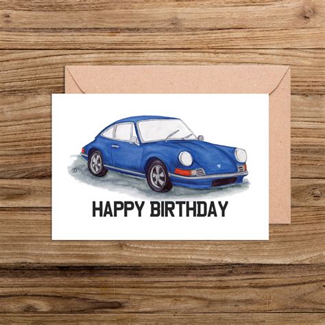 Happy Birthday Porsche 911 Car Illustration Card Typhoon Studios