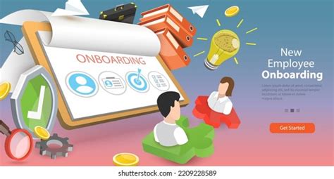 3d Conceptual Illustration Employee Onboarding New Stock Illustration
