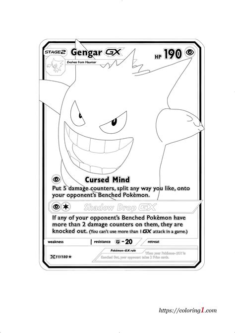 Pokemon Gengar Card Gx Coloring Pages 2 Free Coloring Sheets 2021