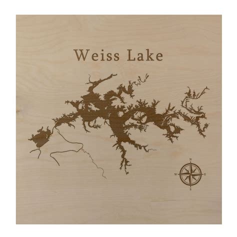 Weiss Lake Map 24x24 Wood Wall Art Office Decor T Engraved Alabama