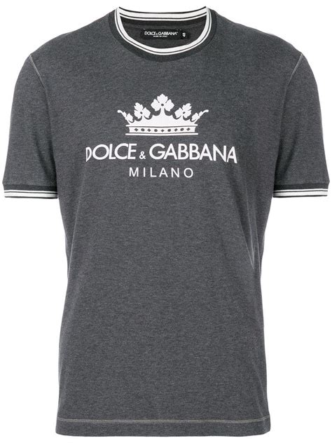 Dolce And Gabbana Cotton King Logo T Shirt In Grey Gray For Men Lyst