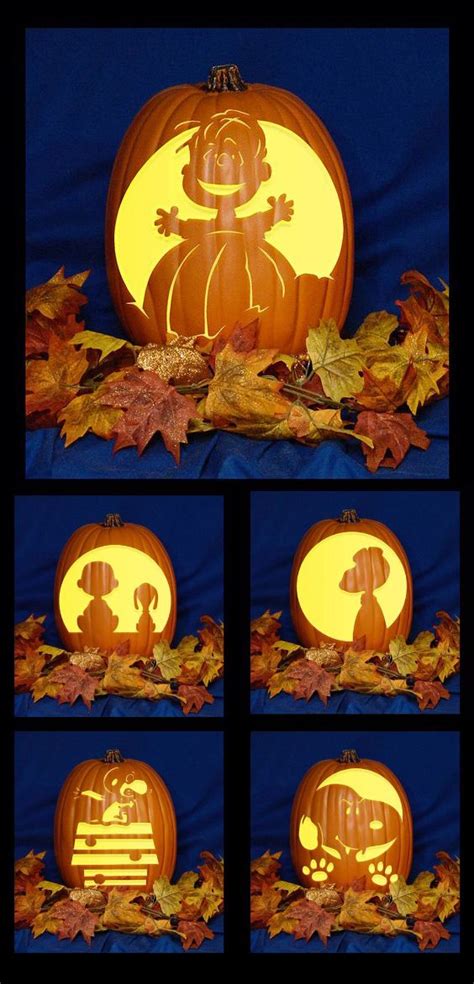 Peanuts And Snoopy Hand Carved On A Foam Pumpkin Plug In Light With