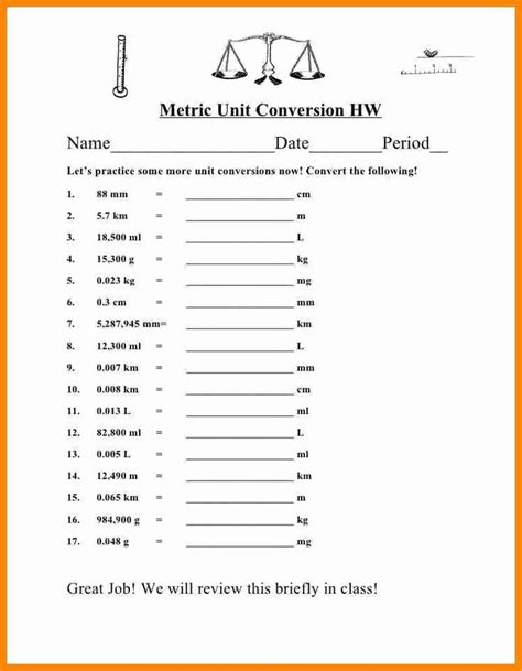 Si Unit Conversion Worksheet