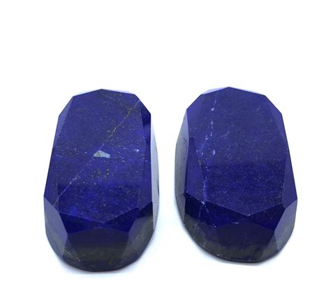 Lapis Lazuli Royal Blue Facet Big Cabochons 2 Pieces Etsy