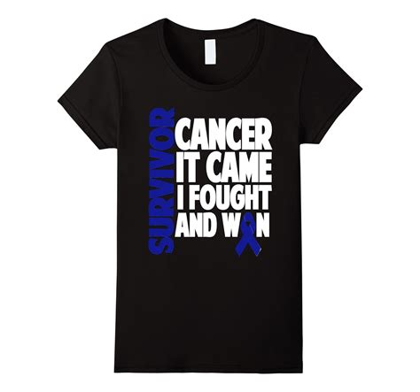 Colon Cancer Survivor Shirt T Dark Blue Ribbon Fighter 4lvs