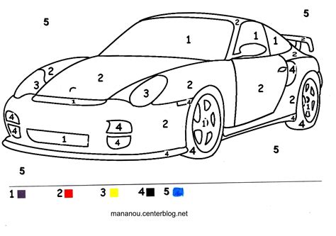 Coloriage voiture facile à imprimer. La Voiture en coloriage magique