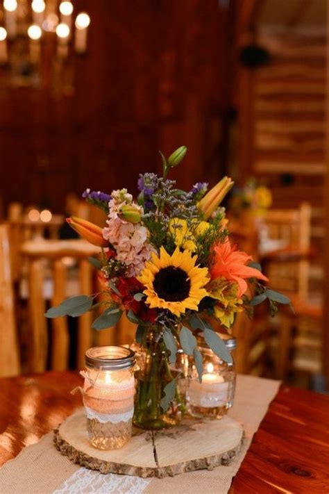 Country Style Sunflowers Wedding Centerpiece Himisspuff