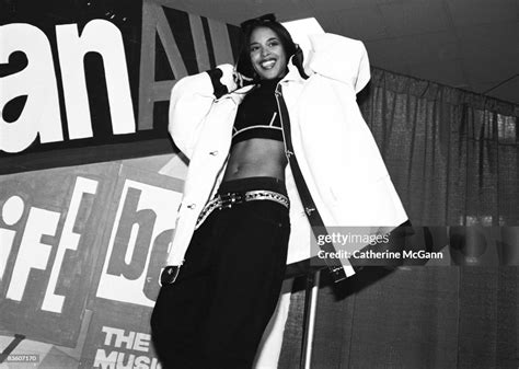 American Randb Singer Aaliyah Aka Aaliyah Dana Houghton Poses For A