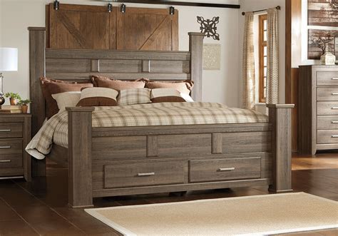 Modern king size double bed designer bedroom furniture set leather luxury bed with storage and bedside table. Juararo Dark Brown Poster Storage King Bedroom Set ...