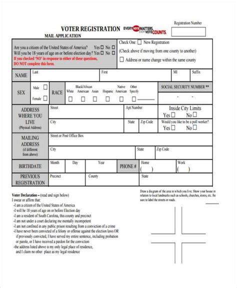 Free 7 Voter Registration Forms In Pdf Ms Word