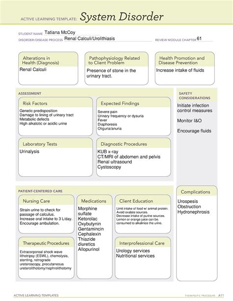 Alt System Disorder Renal Calculi Active Learning Templates