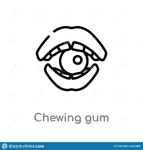 Outline Chewing Gum Vector Icon Isolated Black Simple Line Element