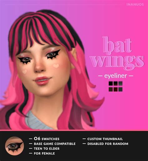 𝐁𝐀𝐓 𝐖𝐈𝐍𝐆𝐒 — A Simple E Girl Eyeliner Inanuos On Patreon Sims 4