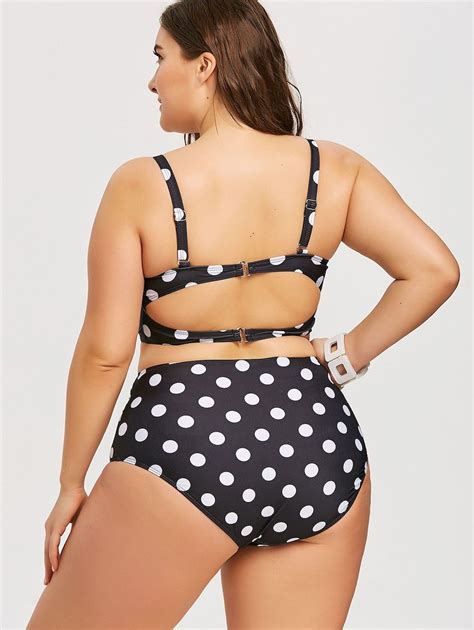 Polka Dot Plus Size Retro High Rise Swimsuit Bustier Bikini Bikini Hot Sex Picture
