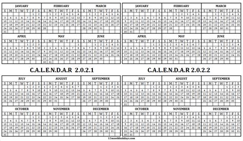 Calendar For 2021 And 2022 Template Printable Calendar Template