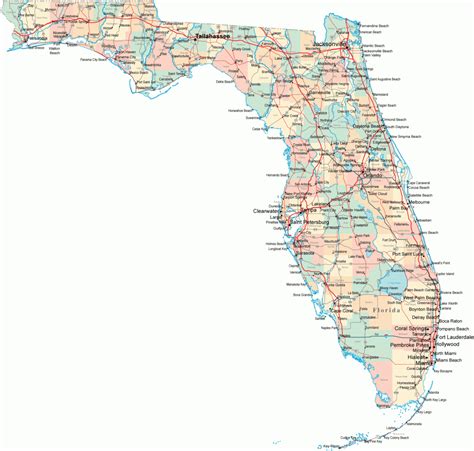 Detailed Road Map Of Florida Printable Maps