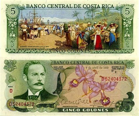 The united states dollar is divided into 100 cents. Colones: local Costa Rican currency. These are the old bills, not in circulation anymore ...