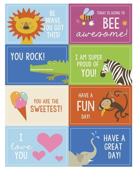 30 Free Printable Lunch Box Notes Kids Lunch Box Notes Printable