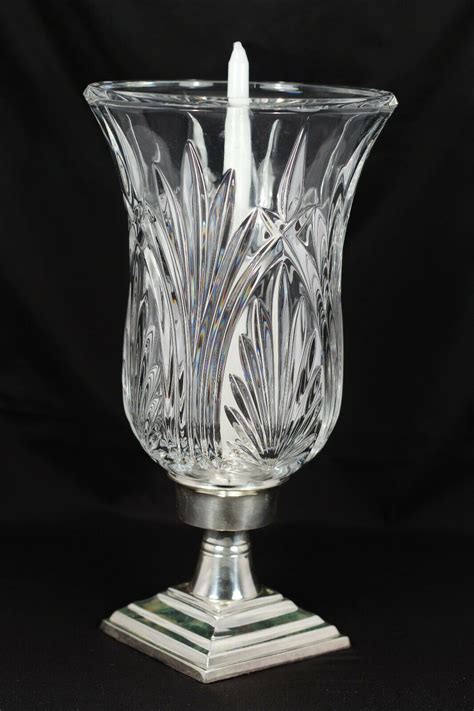Royal Limited Hurricane Candle Holder 24 Lead Crystal W Silver Base