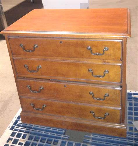 Cherry lateral file cabinet w/braided trim; Lot - hooker 2 drawer wood file cabinet- 32" wide, 32 ...