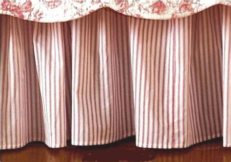 RED WHITE TICKING STRIPE Twin Queen King BEDSKIRT BRIGHTON DUST RUFFLE