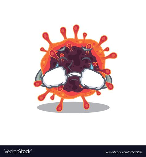 A Crying Corona Virus Zone Cartoon Mascot Design Vector Image