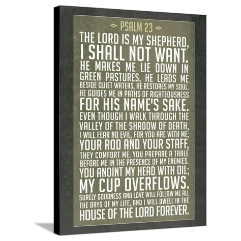 Psalm 23 Prayer Art Print Poster Religion Gallery Wrapped Canvas Print