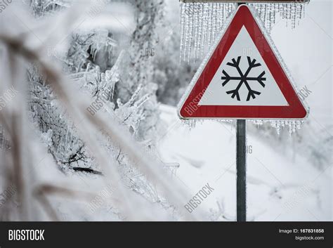 Traffic Sign Icy Road Image And Photo Free Trial Bigstock