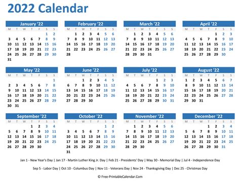 Printable 2022 Calendar With Canadian Holidays Free Letter Templates