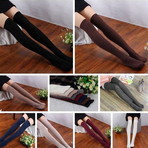 Fashion Women Winter Long Over Knee Stockings Knitted Solid Leg Warmer