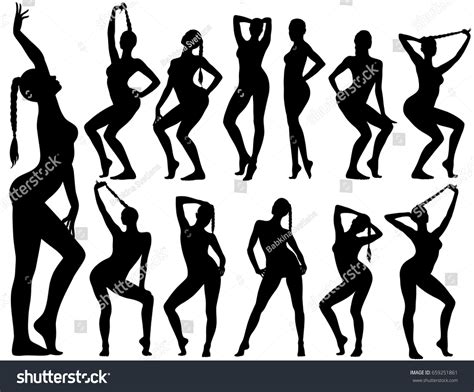 Silhouettes Slim Sexy Woman Dancing Disco Stock Vector Royalty Free Shutterstock