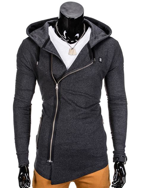 Mens Zip Up Hoodie Dark Grey B680 Modone Wholesale Clothing For Men
