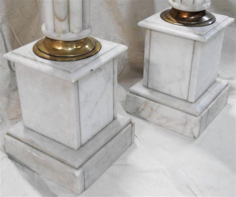 Early 20th Century Pair Of Marble Pedestals With Bronze Details At 1stdibs