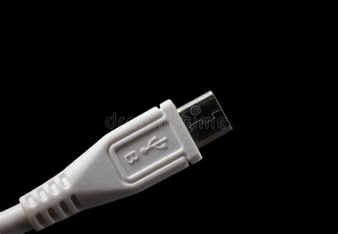 Micro Usb Type B Plug With Logo Male Connector Isolated On Black Stock