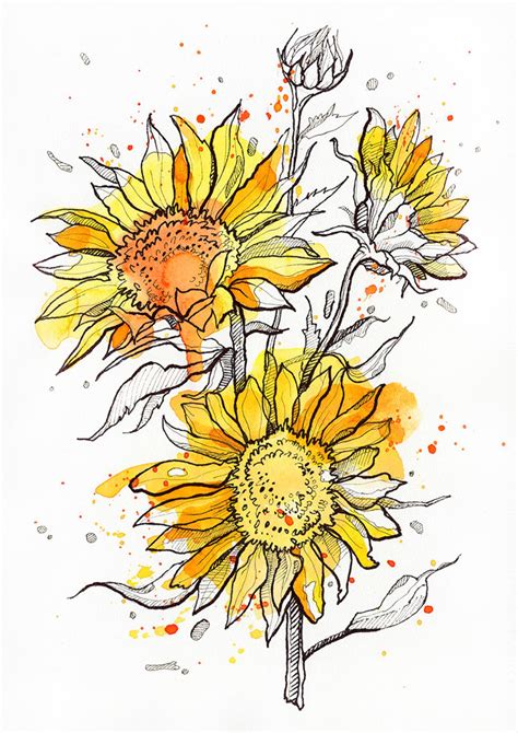 Watercolor Sunflowers Set Of 2 Prints Sunflowers Download Etsy