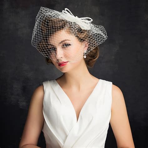 Kseniya Queen Fashion Bridal Net Hats White Hat Veil Flower Bow Bride