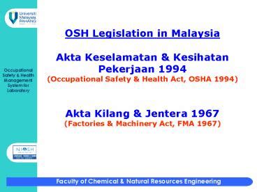 PPT OSH Legislation In Malaysia PowerPoint Presentation Free To