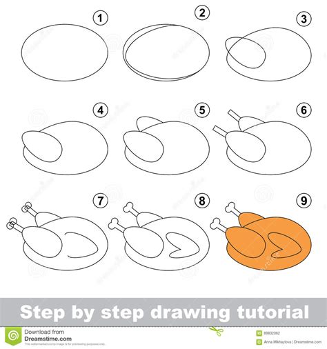 Tutorial Del Dibujo Para Los Niños Preescolares Ilustración Del Vector