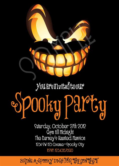 Spooky Party Invitation Adult Halloween Invitation